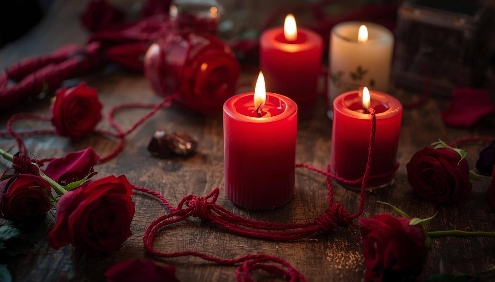 rituale con candele rosse e filo rosso nei legamenti d’amore fai da te